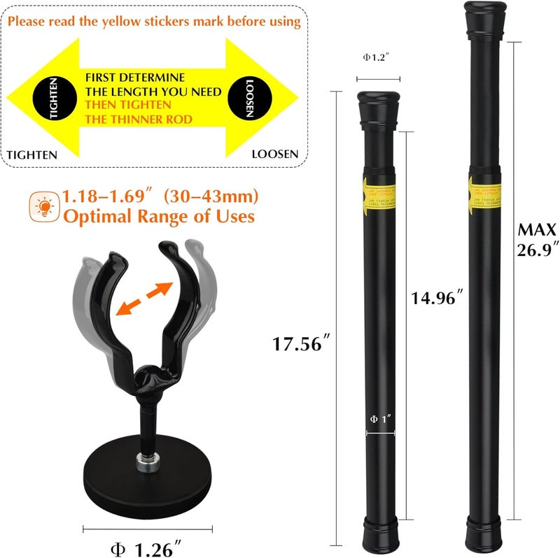 MUTUACTOR 2PCS Magnetic Curtains Rods,No Drilling Heavy-Duty Magnetic Door Curtain Rods for Metal Doors 13” to 26”,Adjustable Window Curtain Rod Anti-slip Y-Clamp Magnet Holders for Heavy Curtains - Image 5